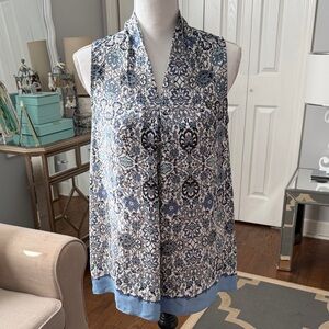 Max Stufio Blue & White Patterned Women's Top Size Small NWT